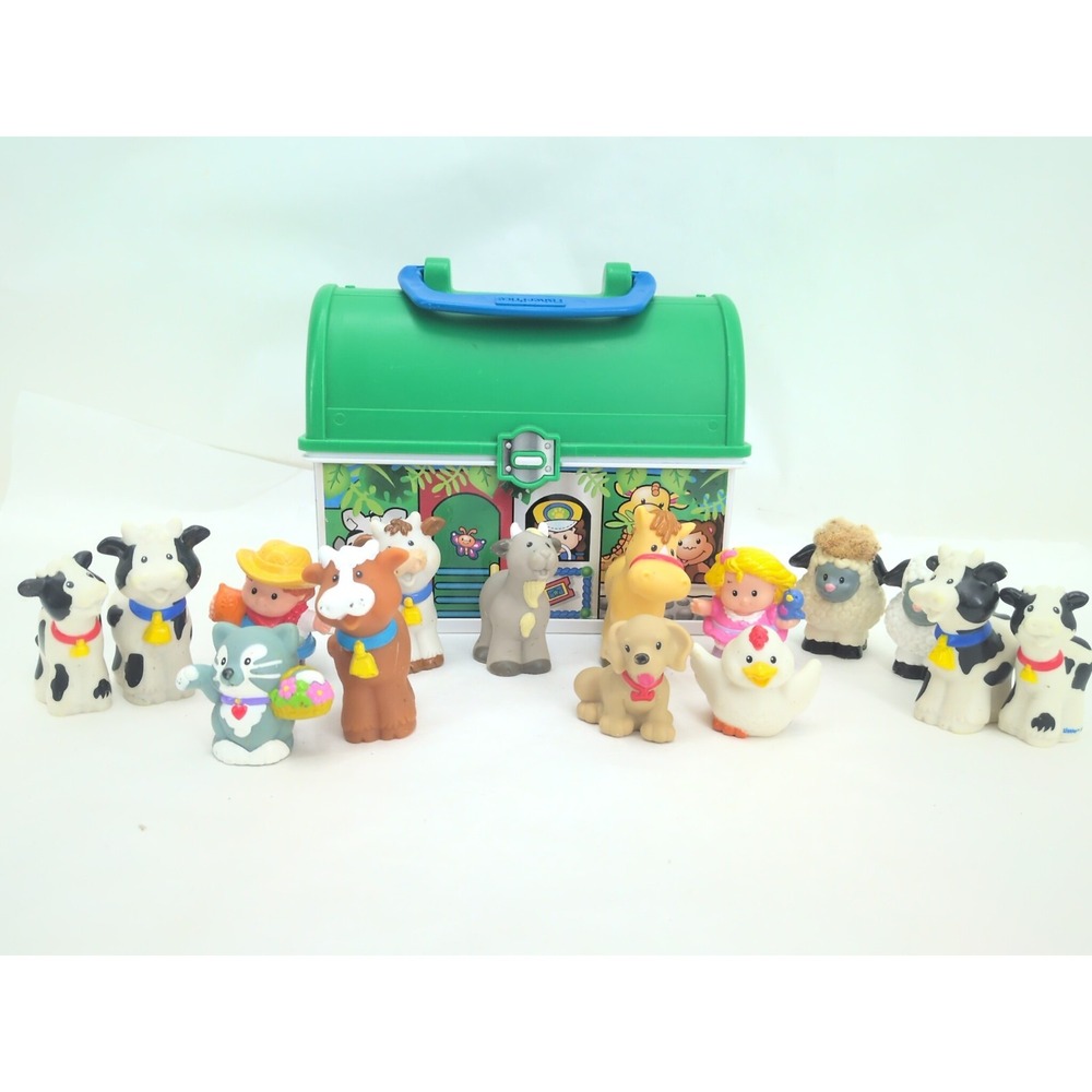 Fisher Price Little People Lot On The Go Zoo Lunch Box Case With Animals Figures